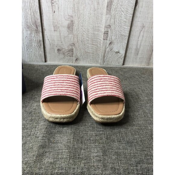 Womens Universal Thread Red Stripe Maren Slide On Open Toe Sandals Size 6.5 W - Picture 5 of 8